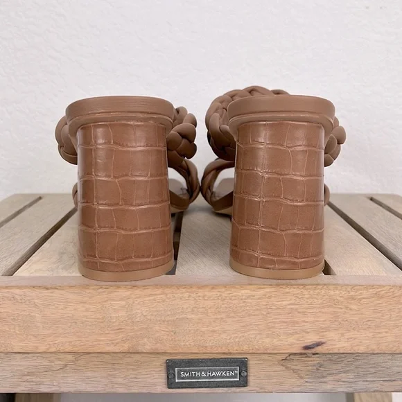 Vintage Syktkm Sandal Womens Shoes 8 Braided Strappy Slip On Brown Preowned - Picture 4 of 10